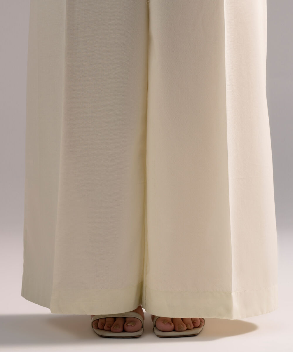 Women's RTW Cambric Solid Mint Green Flared Pants