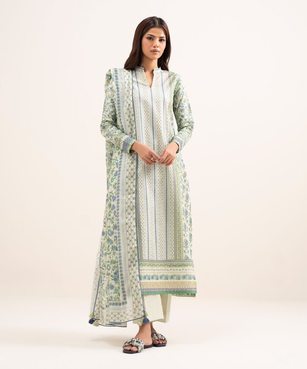 Women's Unstitched Lawn Printed Multi 3 Piece Suit