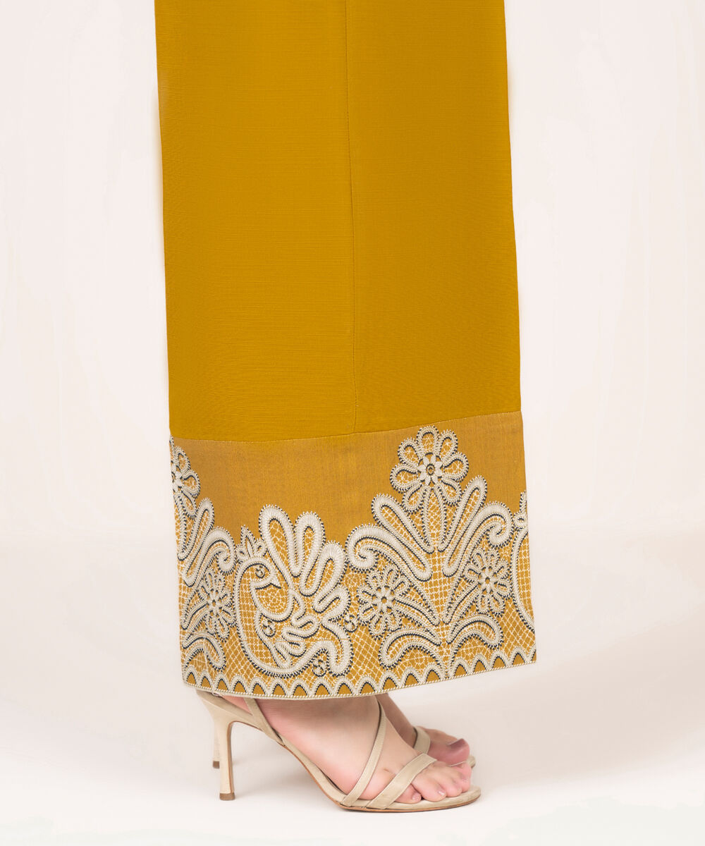 Women's RTW Cotton Solid Mustard Culottes