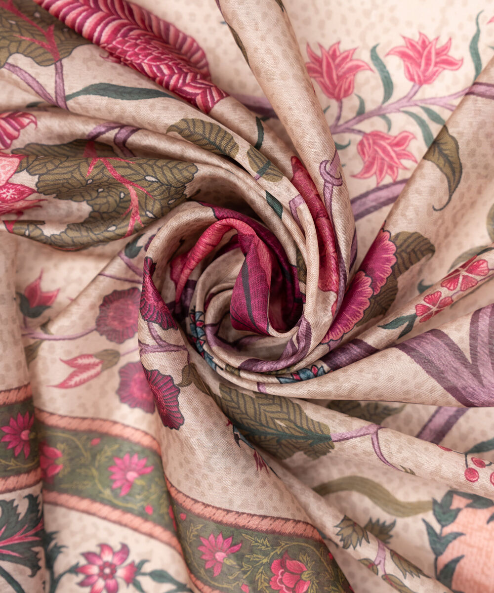 Textured Silk Green Printed Dupatta