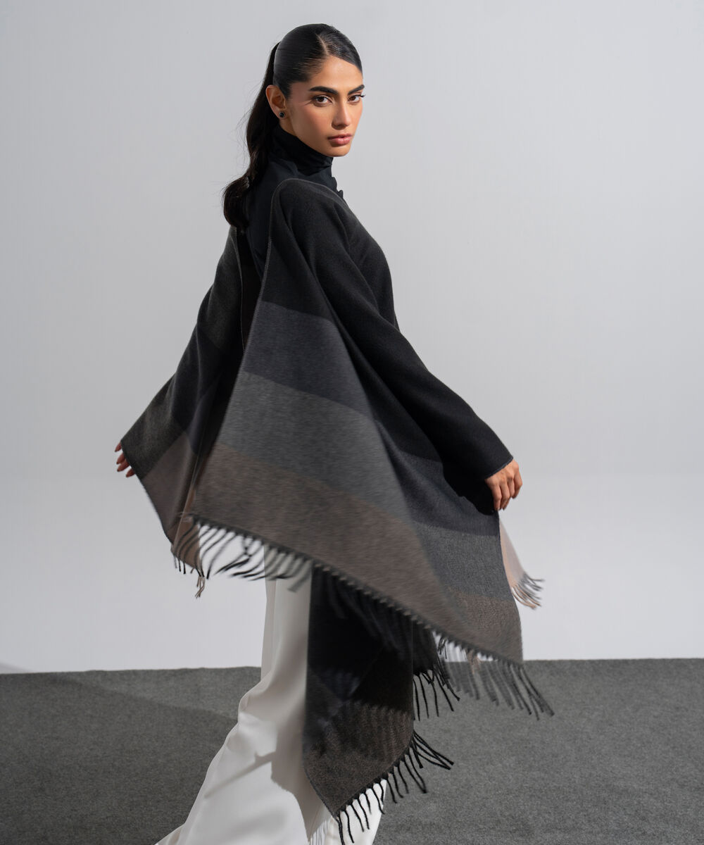 Women's Western Wear Polyester Striped Cape Shawl