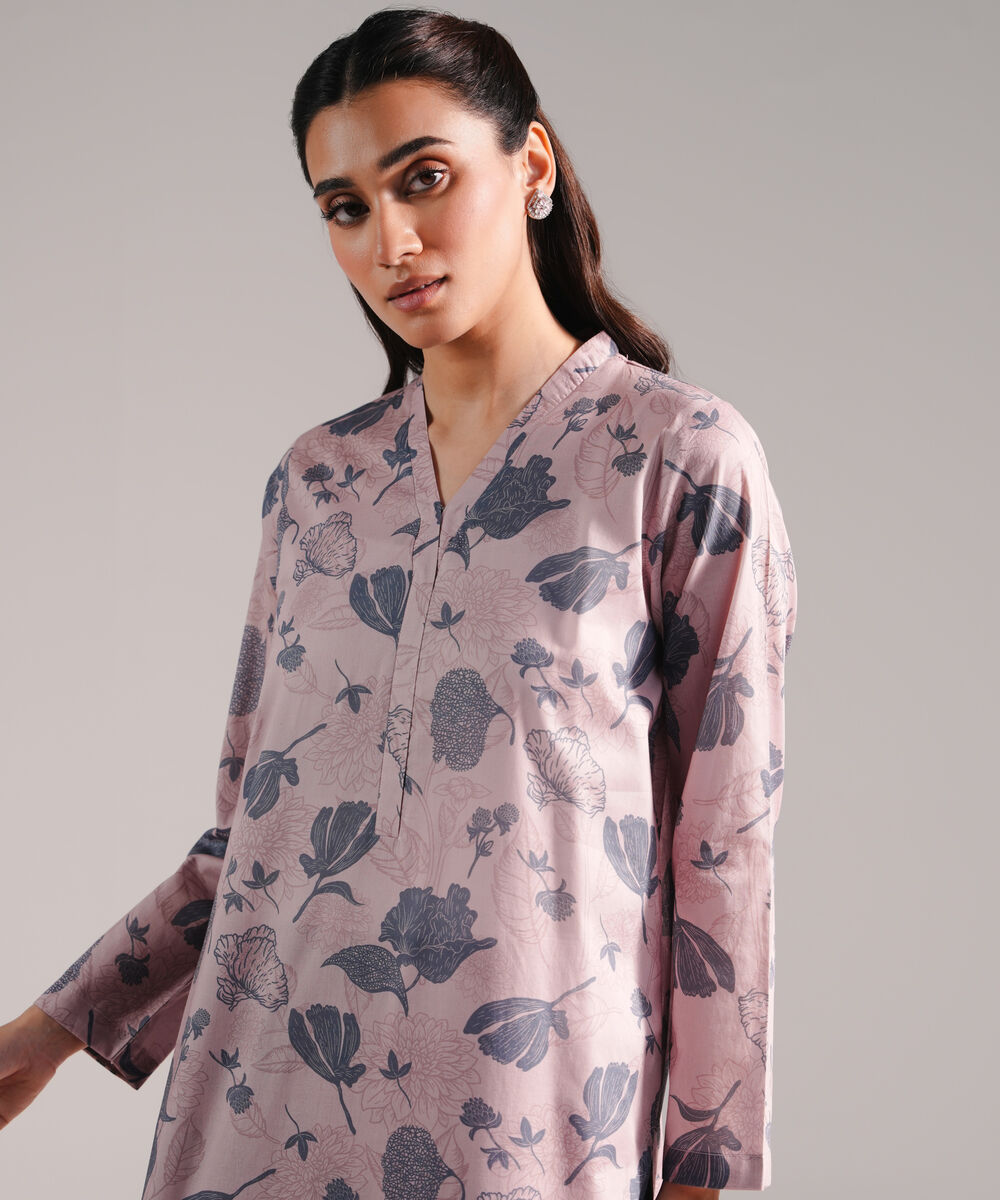 Women's RTW Lawn Embroidered Dusty Pink 2 Piece Suit