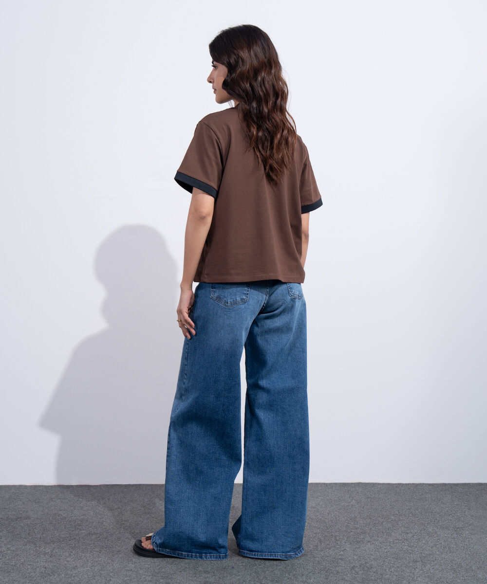 Women's Western Brown Ringer T-Shirt With Graphic