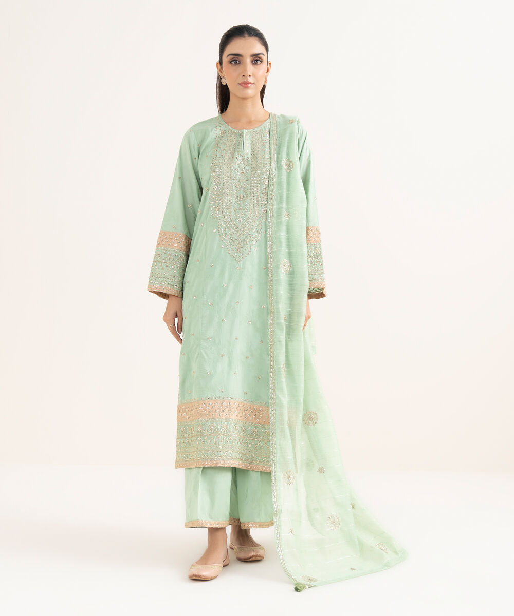 Manaar Embroidered Mint Green Dupatta