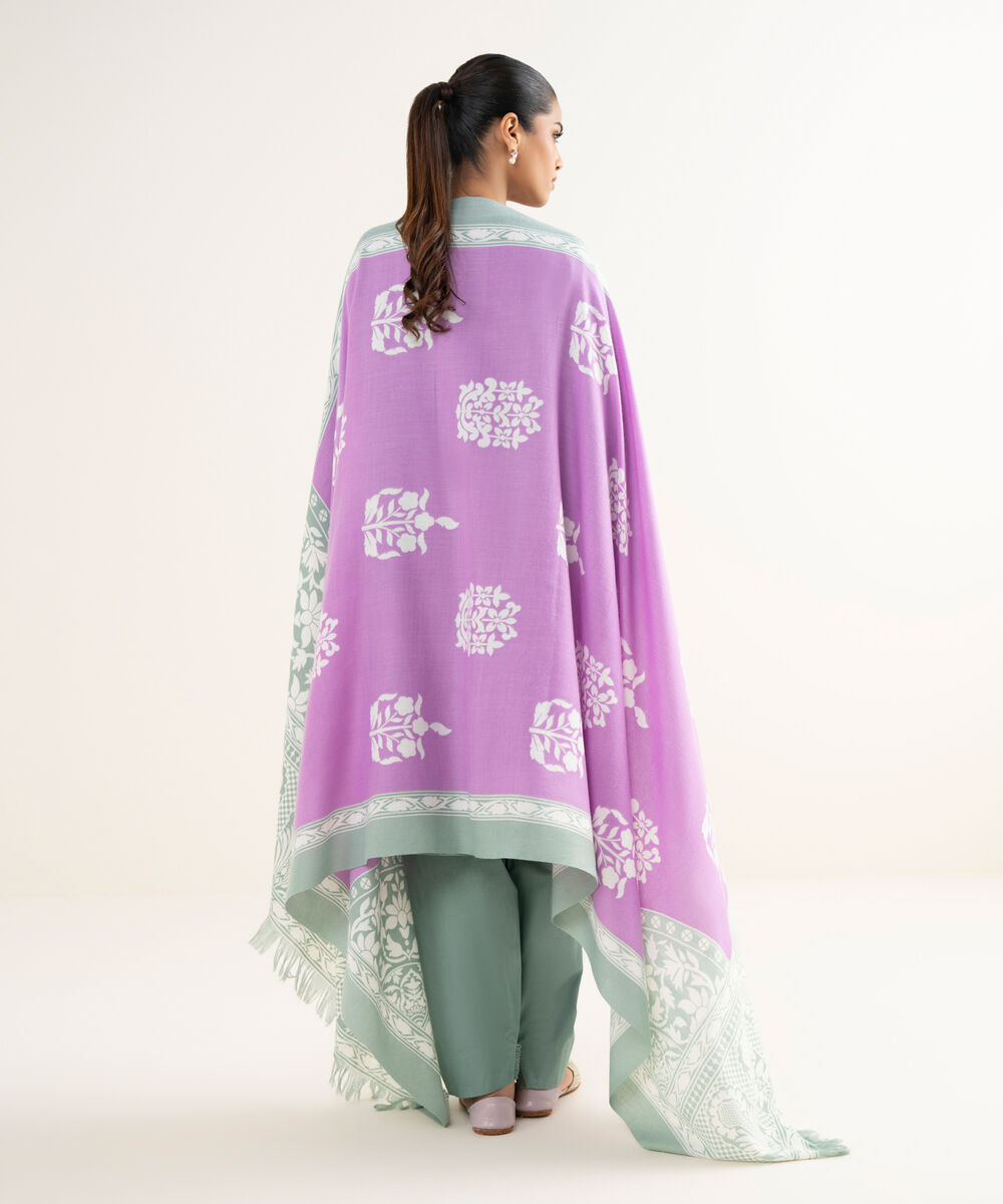 Women's Unstitched Cotton Jacquard Embroidered Green 3 Piece Suit