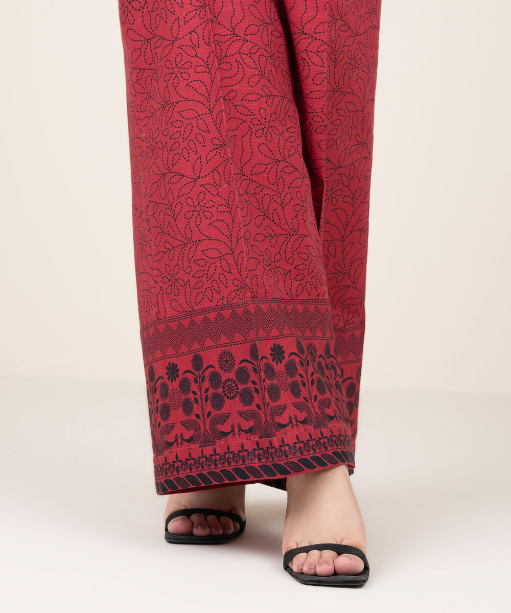 Women's RTW Cotton Printed Red Culottes