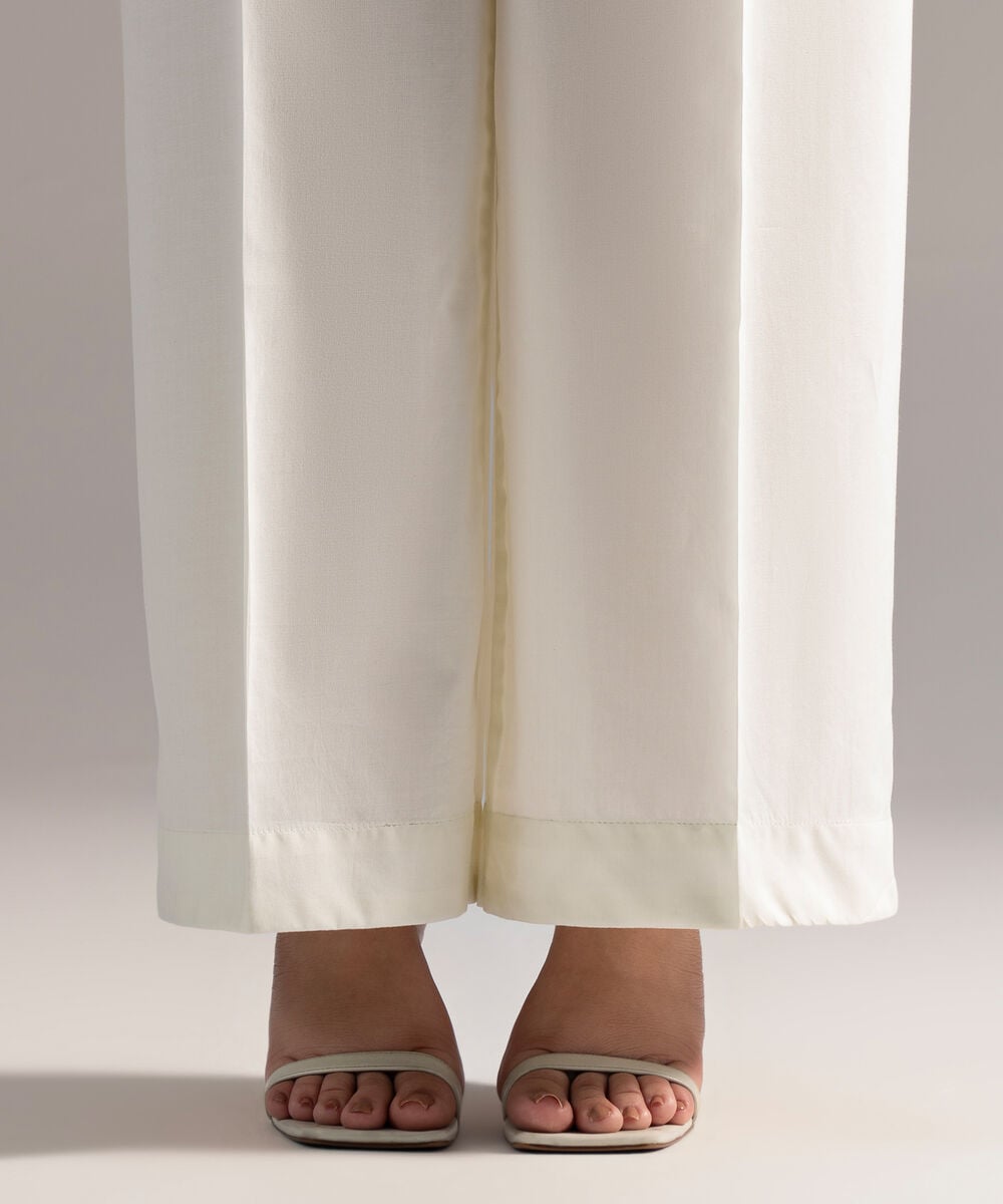 Women's RTW Cambric Solid Off White Culottes