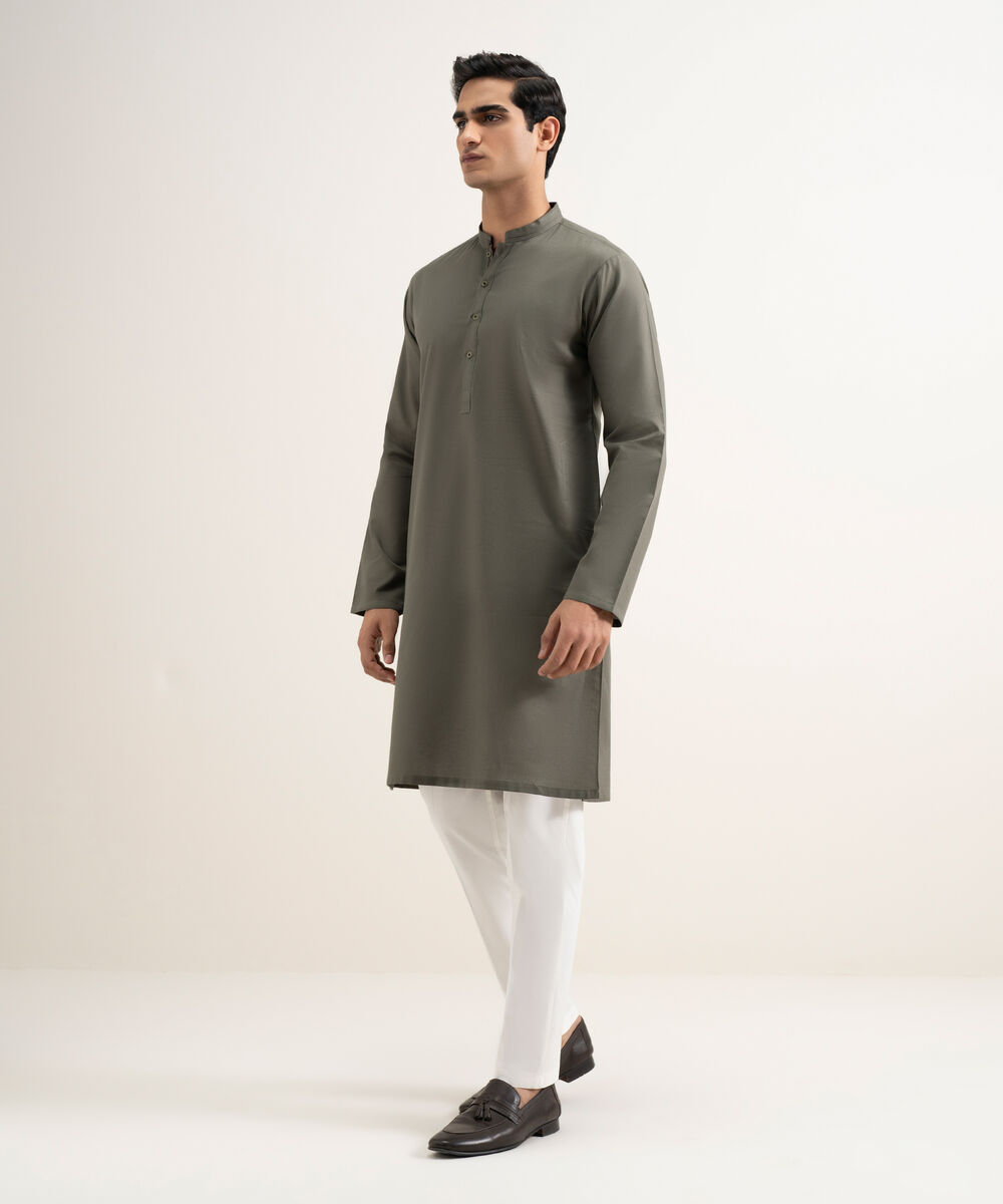 Men's Stitched Olive Kurta