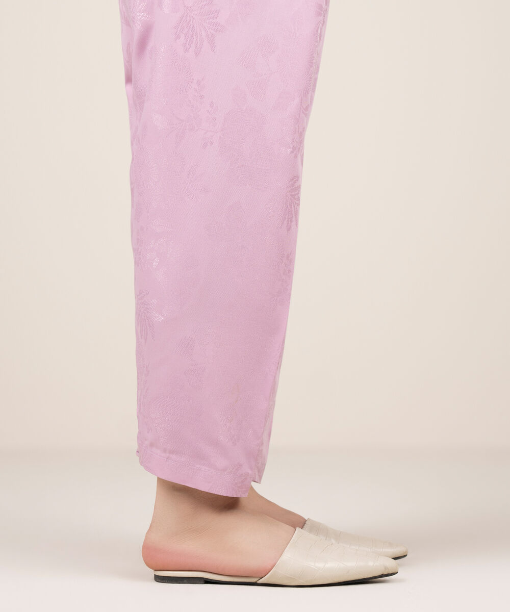 Women's RTW Self Jacquard Leno Solid Lilac Shalwar