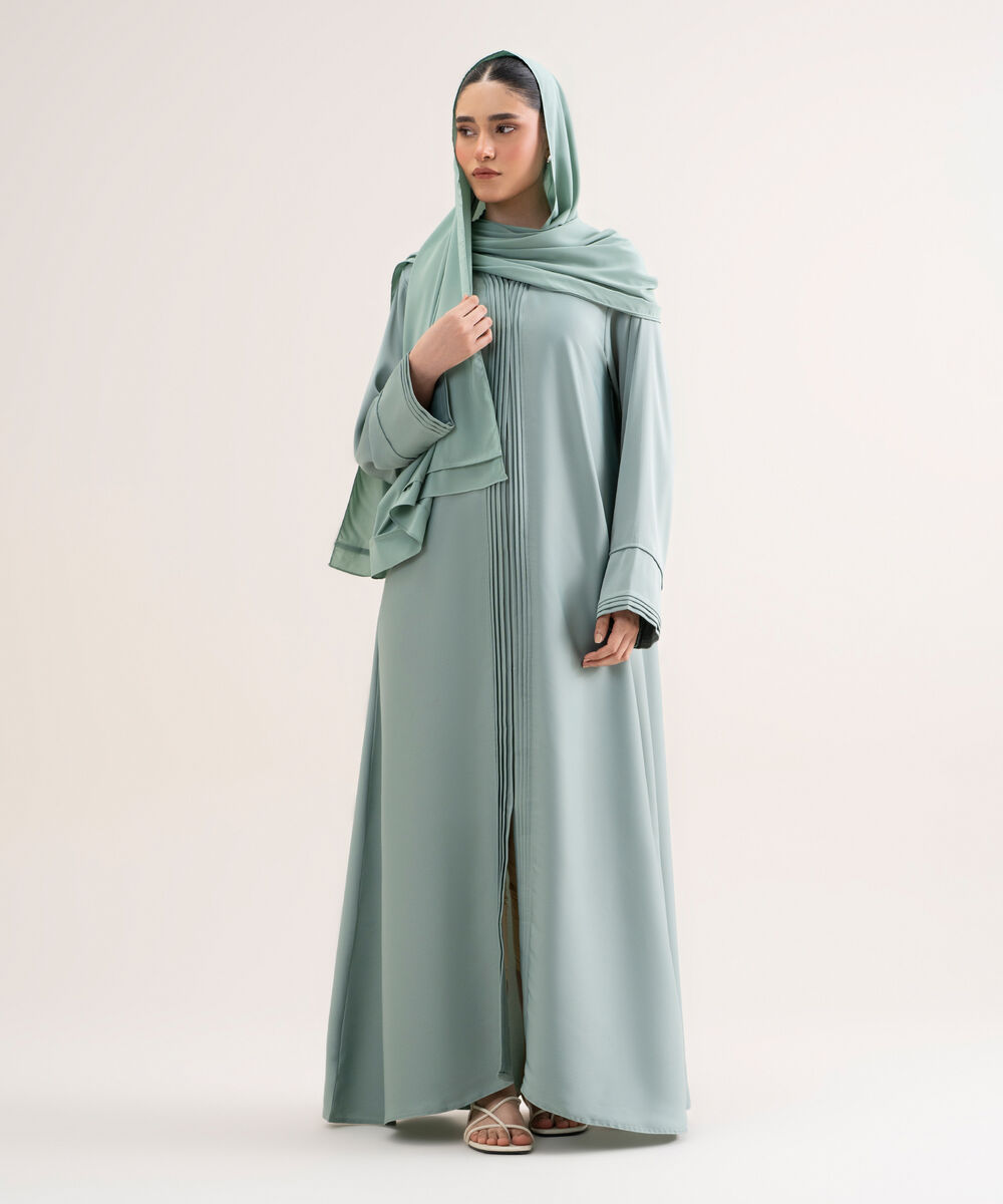 Women's Polyester Sky Blue Regular Abaya Set