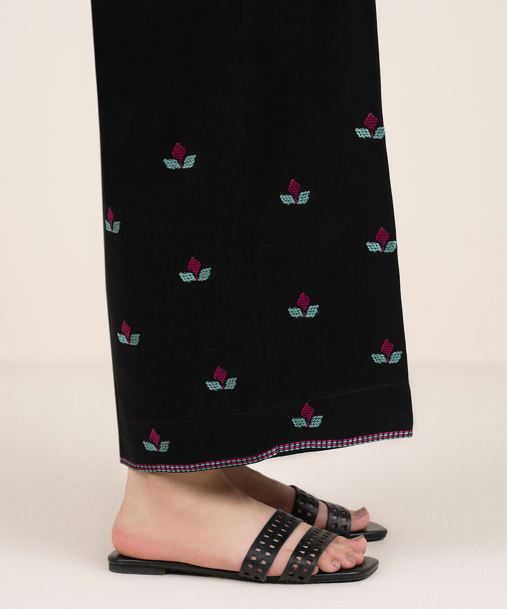 Women's RTW Viscose Marina Embroidered Black Culottes