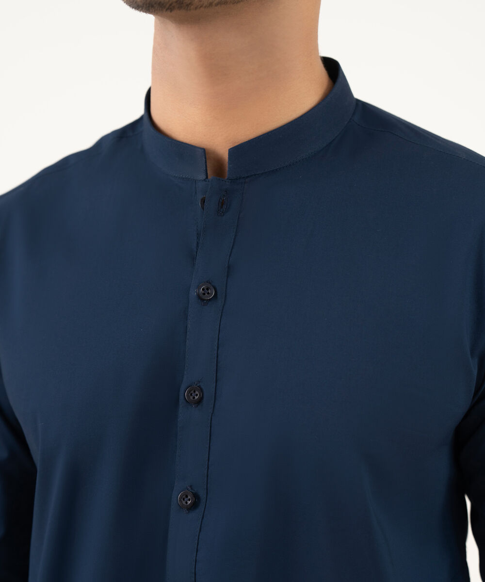 Men's 100% Cotton Plain Blue Kurta Shalwar