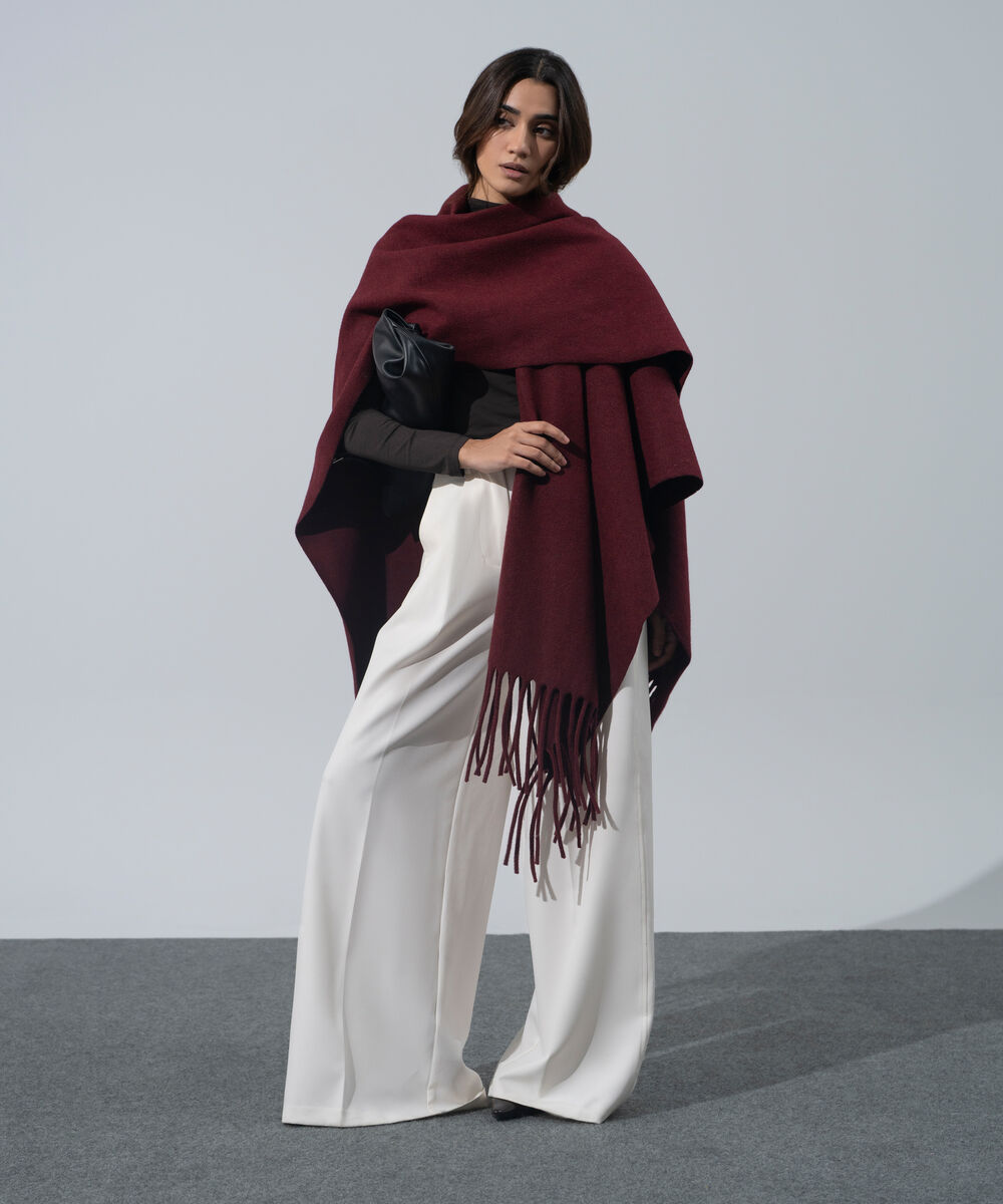 Women's Western Wear Merlot Polyester Cape Shawl