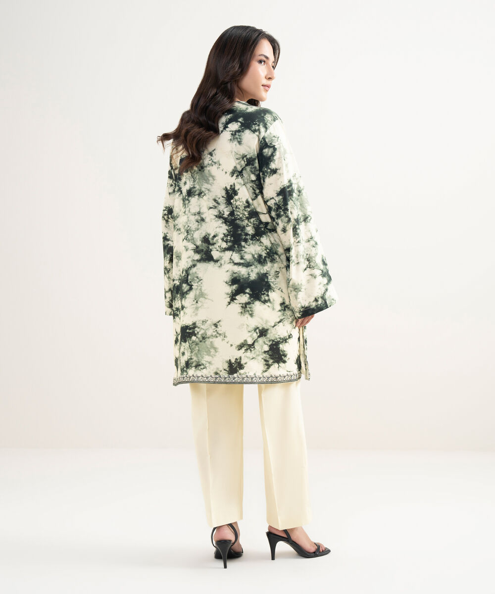 Women's RTW Cotton Viscose Embroidered Off White Straight Shirt