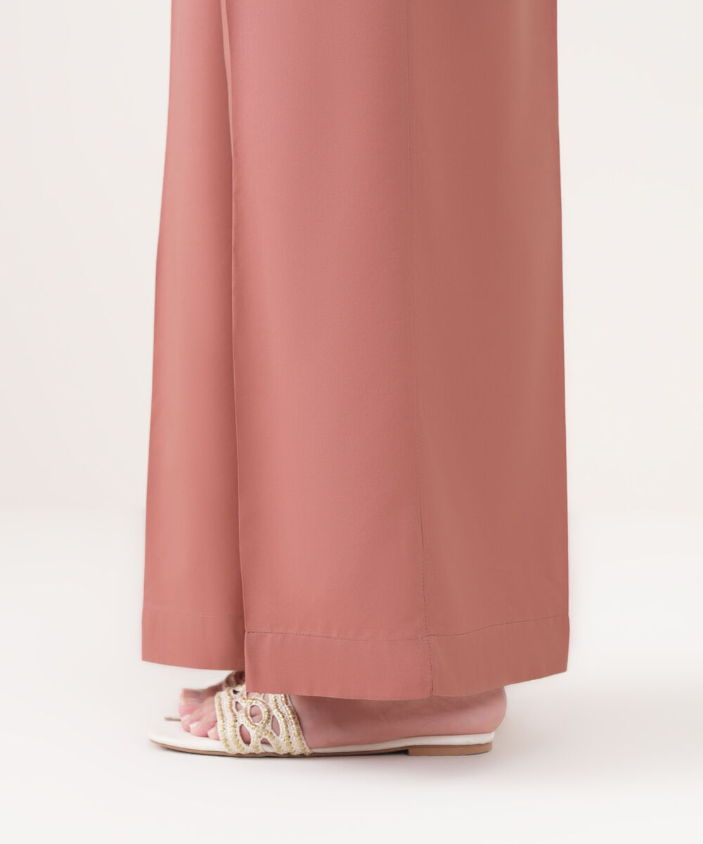 Women's RTW Cotton Viscose Solid Pink Culottes