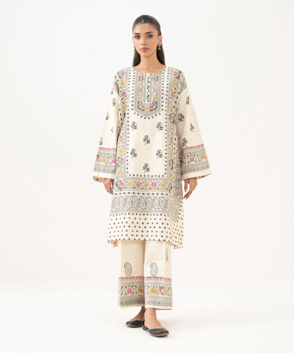 Women's RTW Light Khaddar Printed Drop Shoulder Multi Shirt