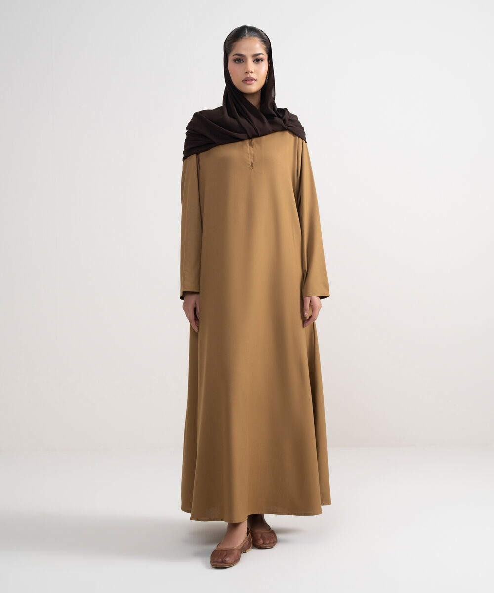 Women's Brown Regular Abbaya Set