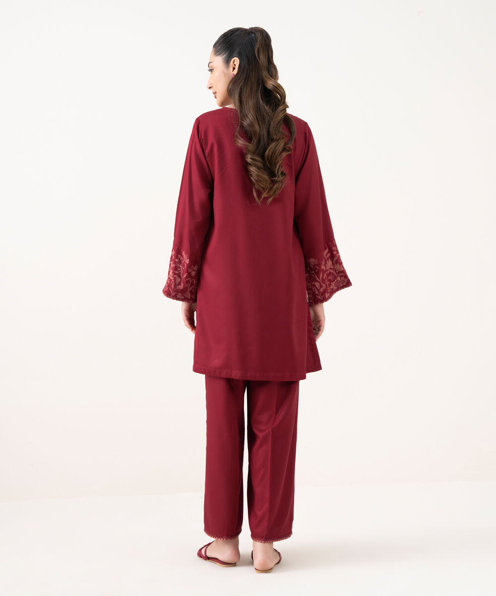 Women's RTW Cambric Maroon Dyed Boxy Shirt