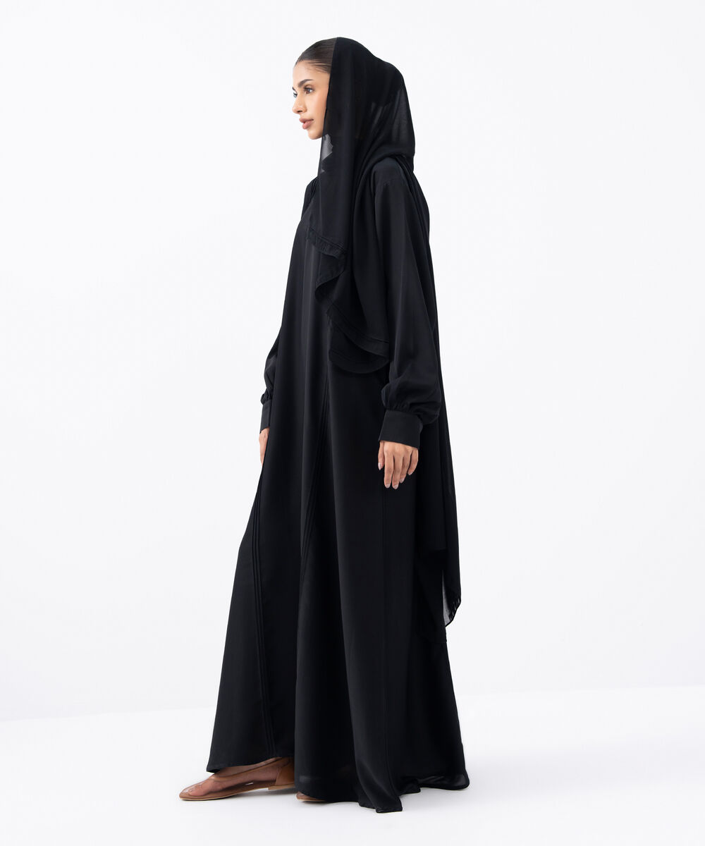 Women's Black Polyester Abaya Set