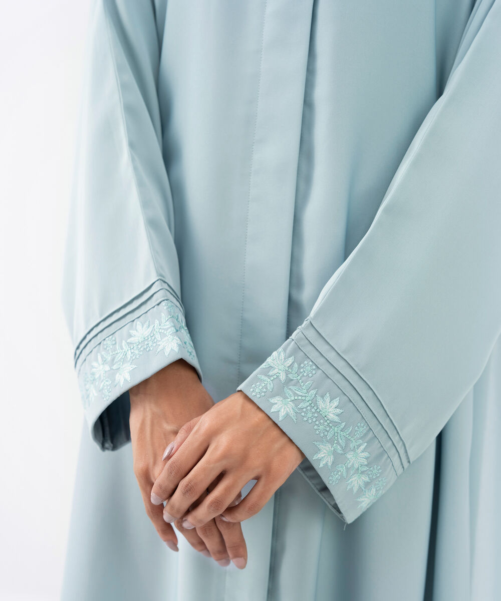 Women's Blue Polyester Abaya Set