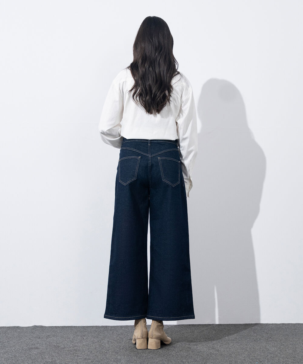 Women's Western Wear Mid Wash Cropped Wide Leg Jeans