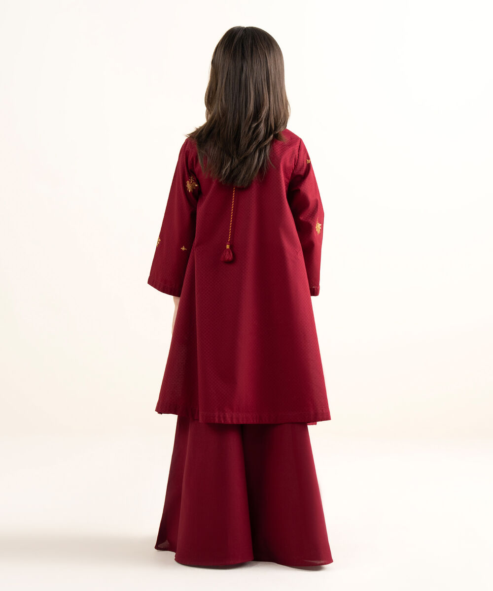 Girls Two Piece Embroidered Textured Lawn Suit