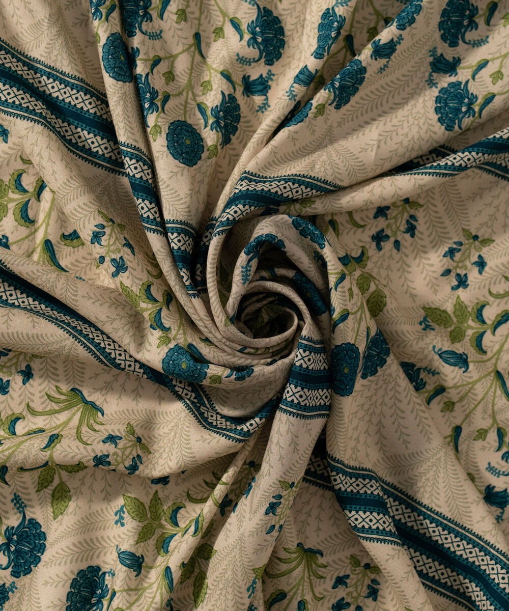 Women's RTW Viscose Linen Printed Off White Dupatta