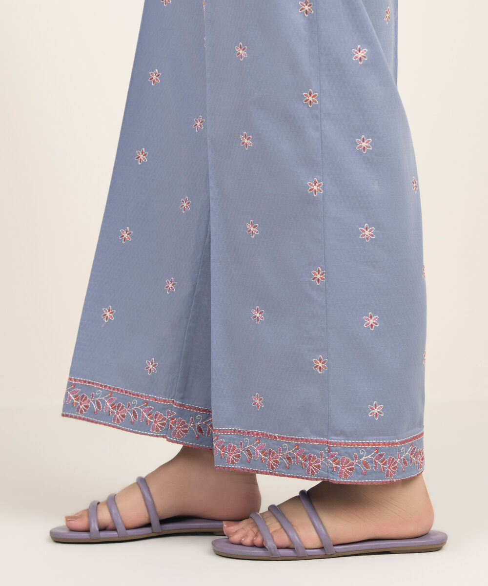 Women's RTW Dobby Embroidered Grey Culottes