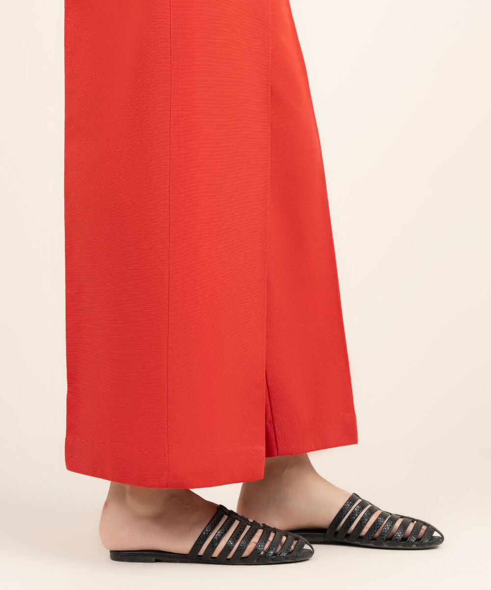 Women's Unstitched Khaddar Printed Red Trousers Fabric