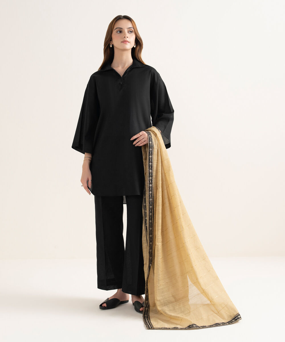 Fancy Manaar Embroidered Beige Dupatta