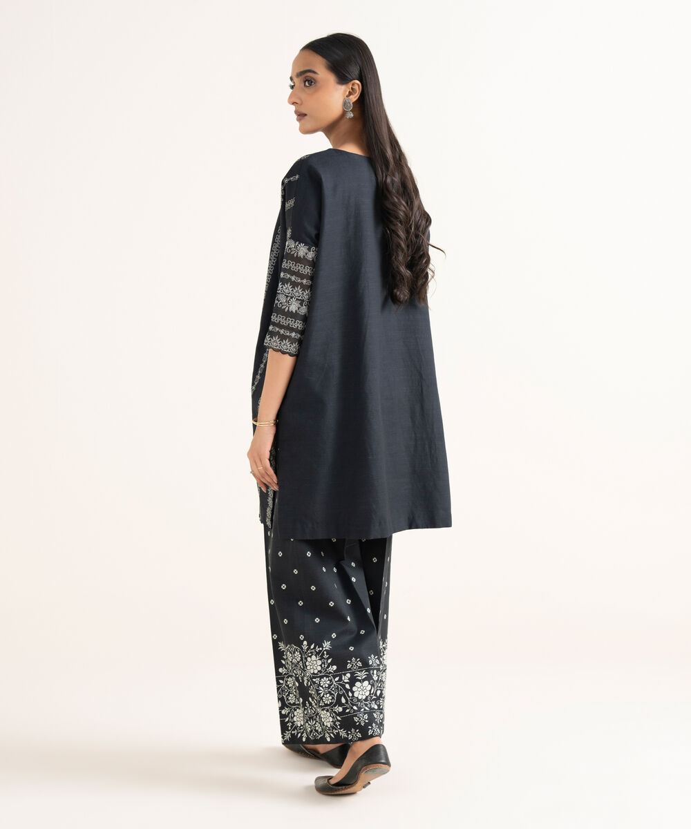 Women's Unstitched Light Khaddar Embroidered Aqua Green 2 Piece Suit