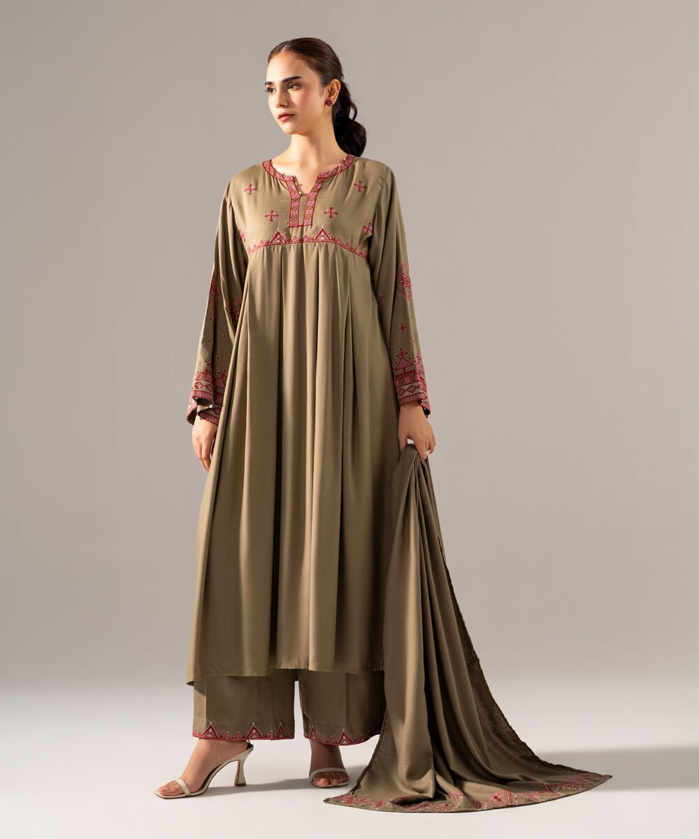 Women's RTW Poly Viscose Solid Green Shawl