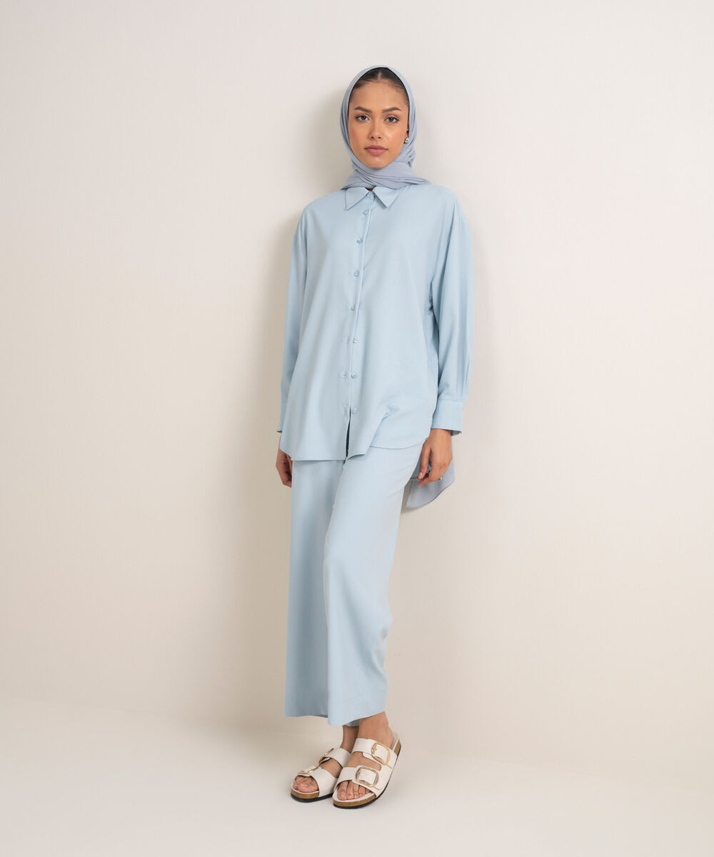 Women's Sky Blue Straight-Leg Pants