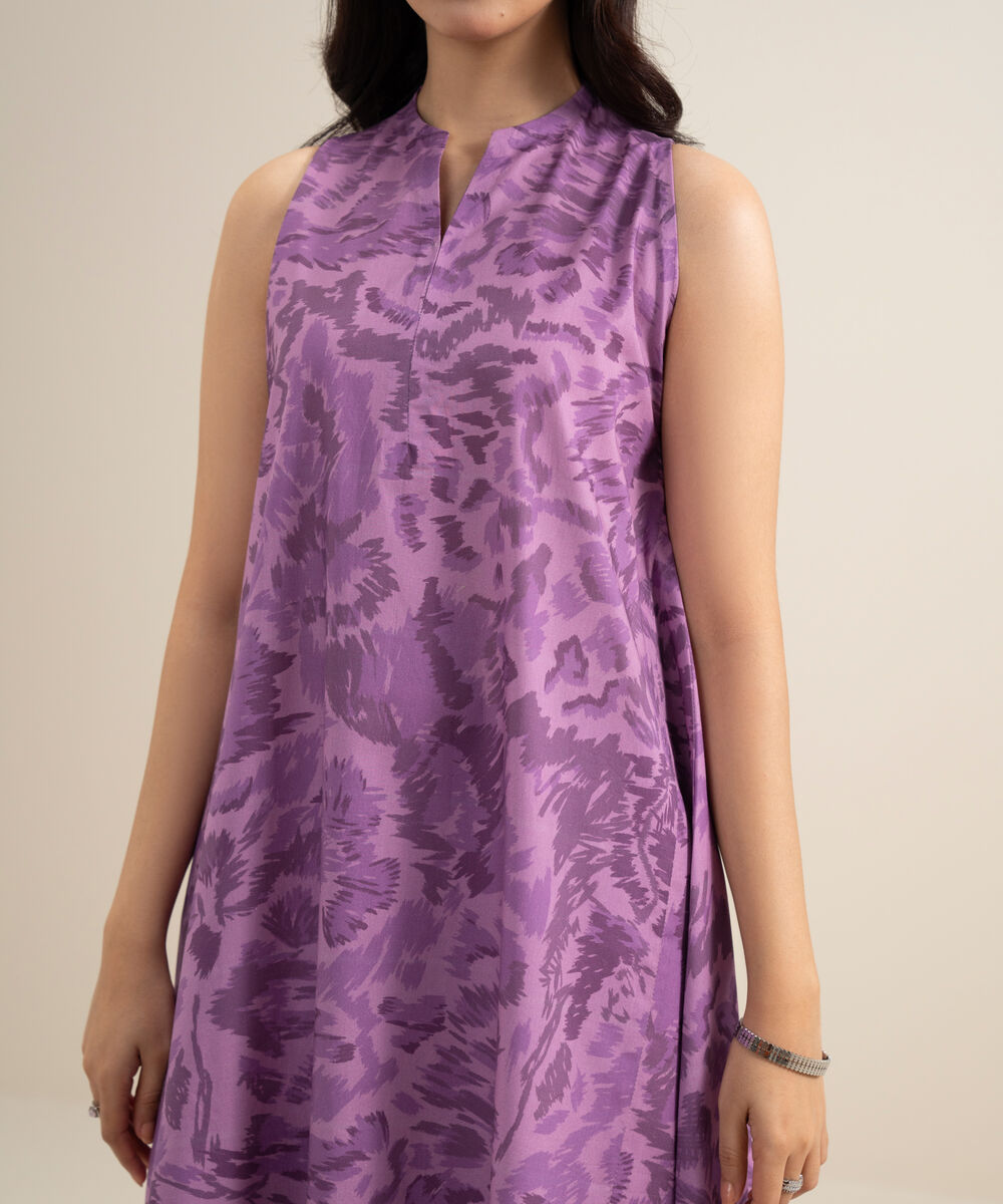 Women's Unstitched Lawn Printed Lilac 3 Piece Suit