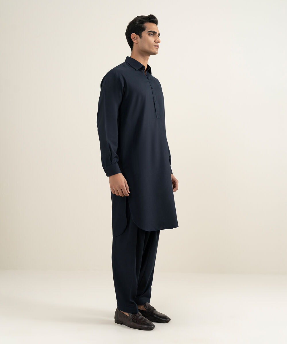 Men's Stitched Navy Kameez Shalwar