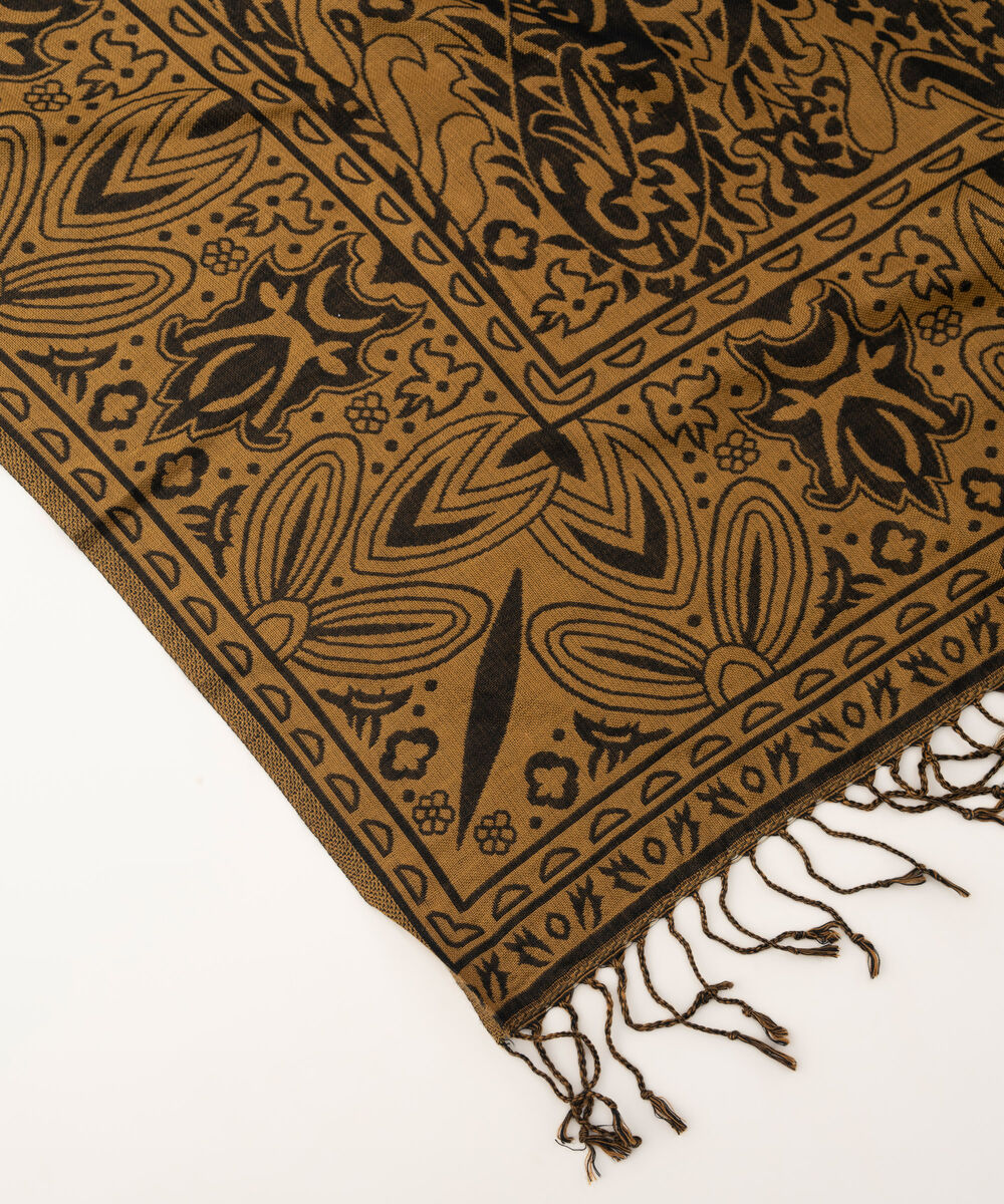 Jacquard Solid Brown Shawl