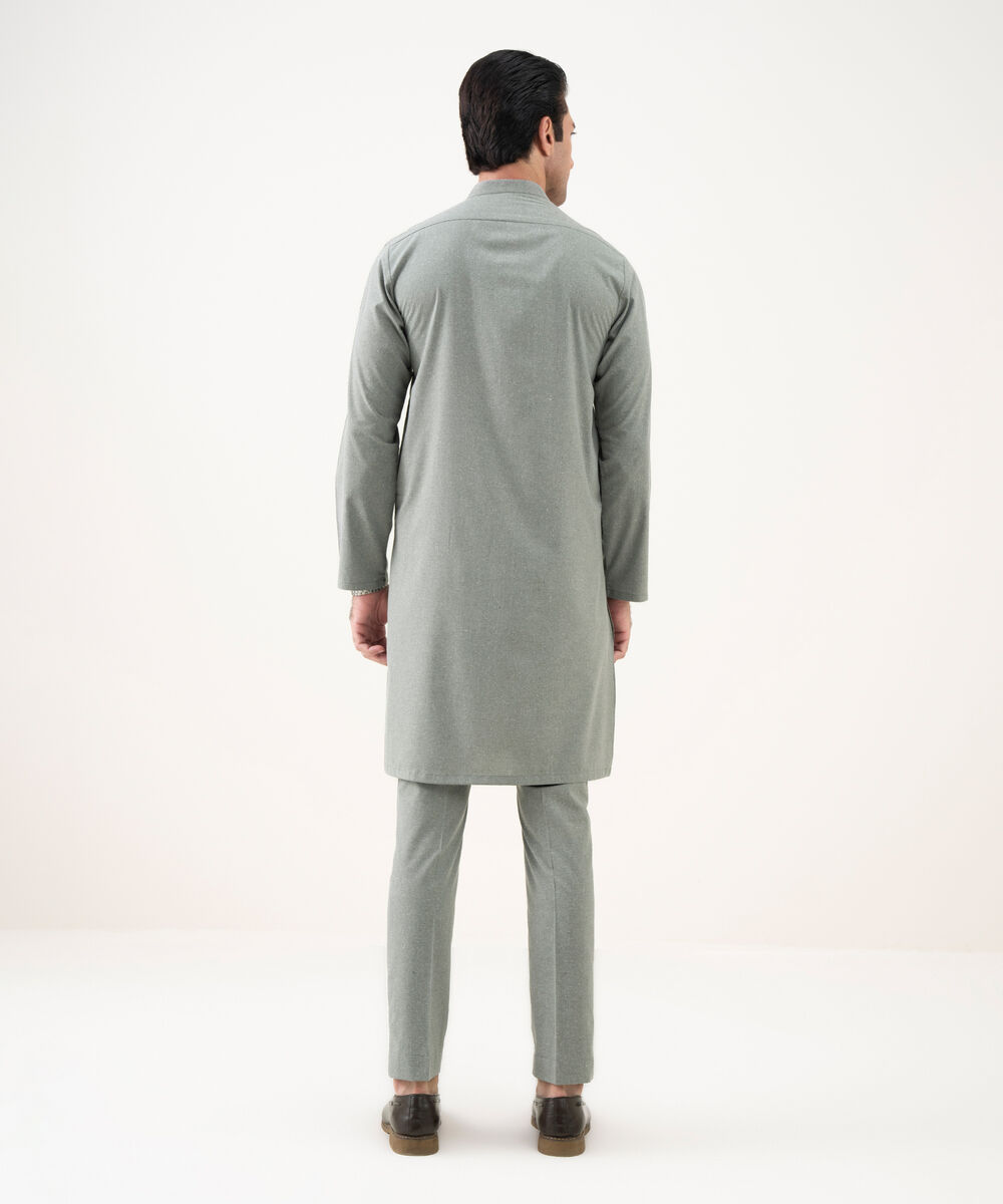Men's Viscose Plain Green Kurta Trousers