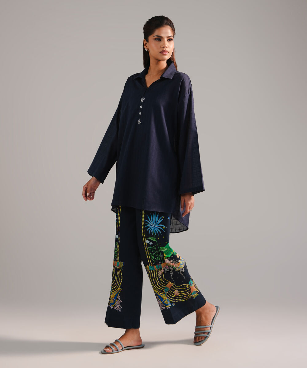 Women's RTW Dobby Solid Black 2 Piece Suit