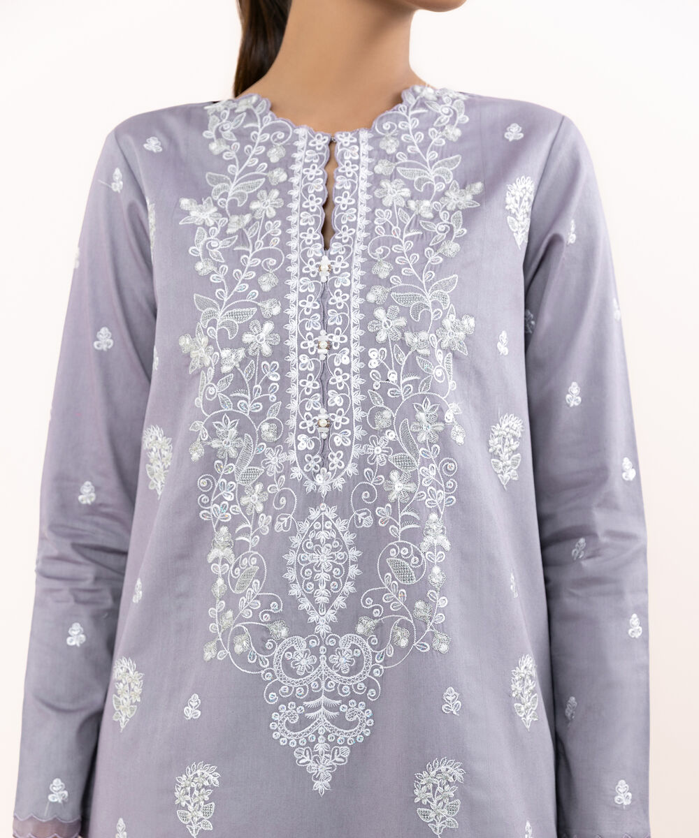 Women's Unstitched Light Cotton Satin Dyed Three Piece Suit