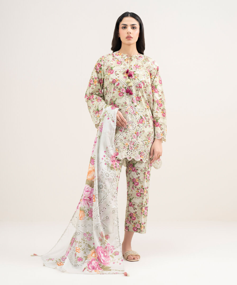 Women's RTW Zari Cotton Embroidered Multi Straight Shirt