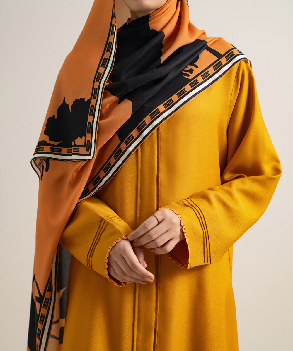 Women's Mustard  Abaya Set