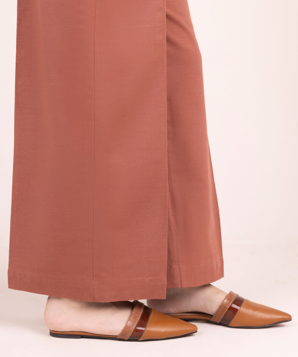 Women's RTW Khaddar Solid Brown Culottes