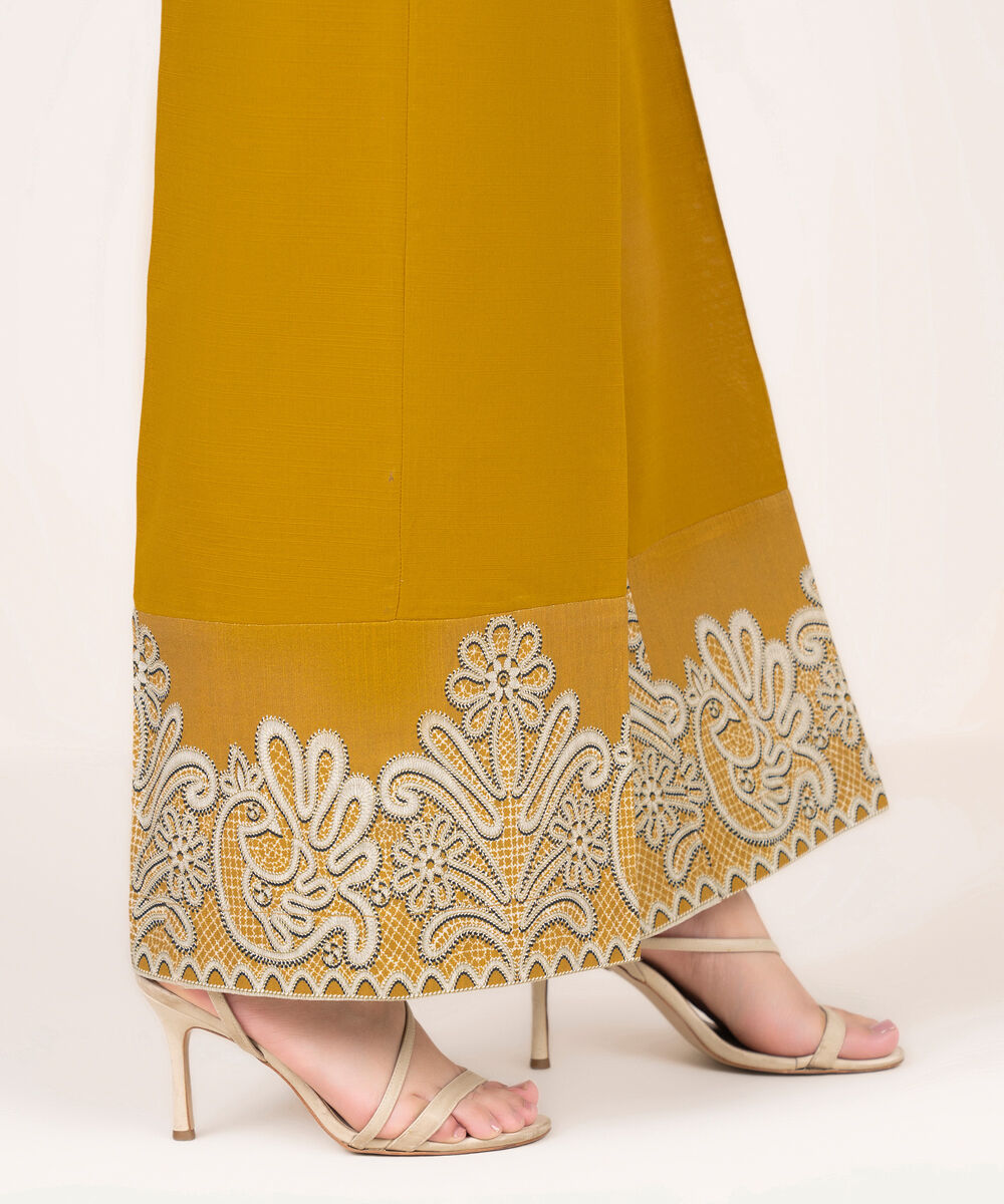 Women's RTW Cotton Solid Mustard Culottes