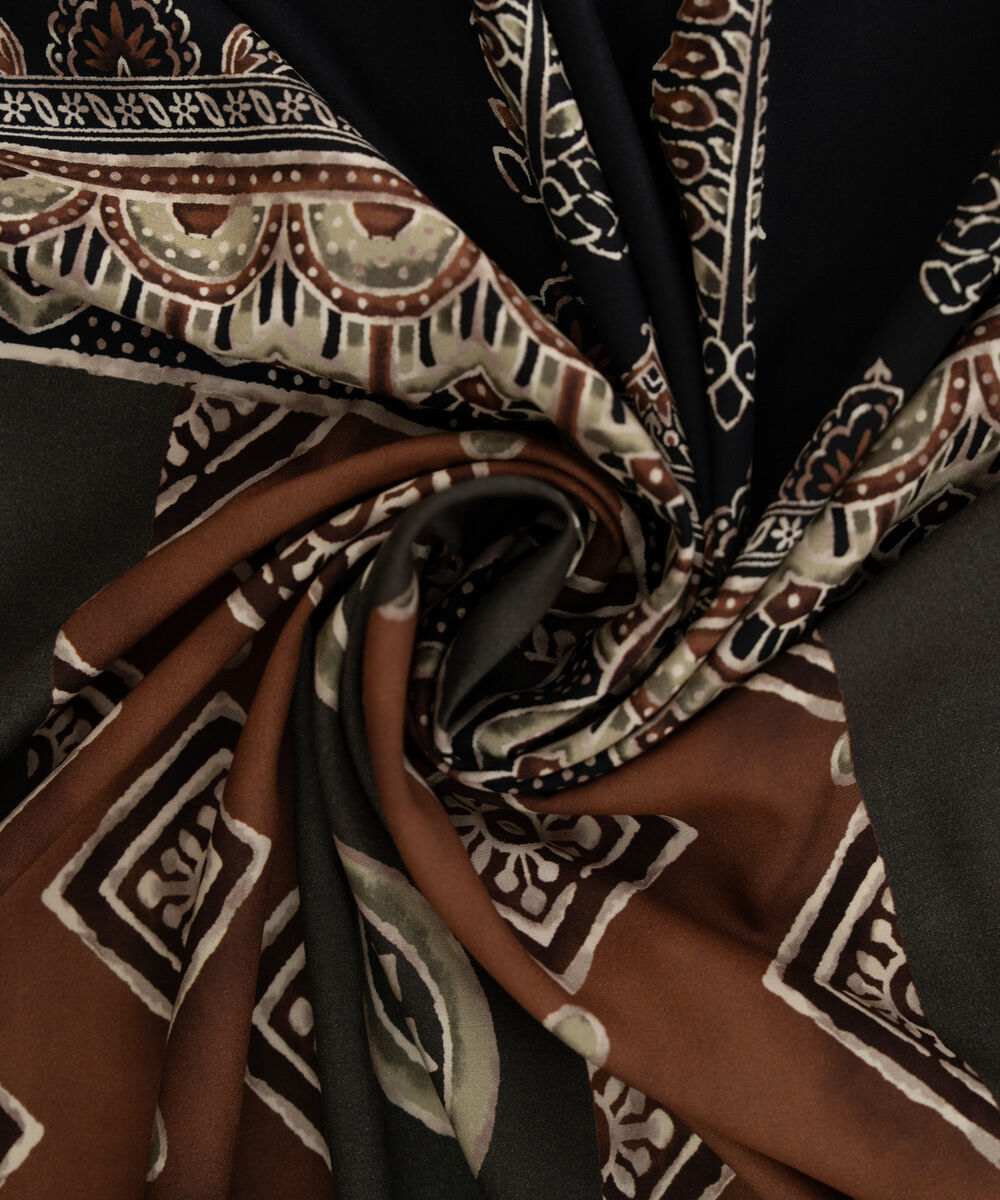 Printed Linen Black Dupatta