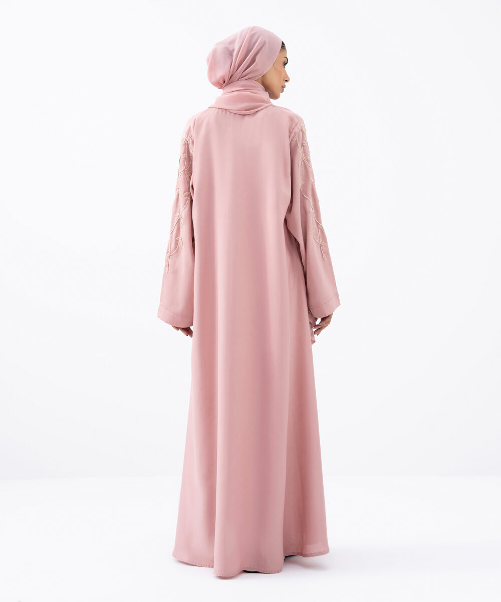 Women's Pink Polyester Abaya Set