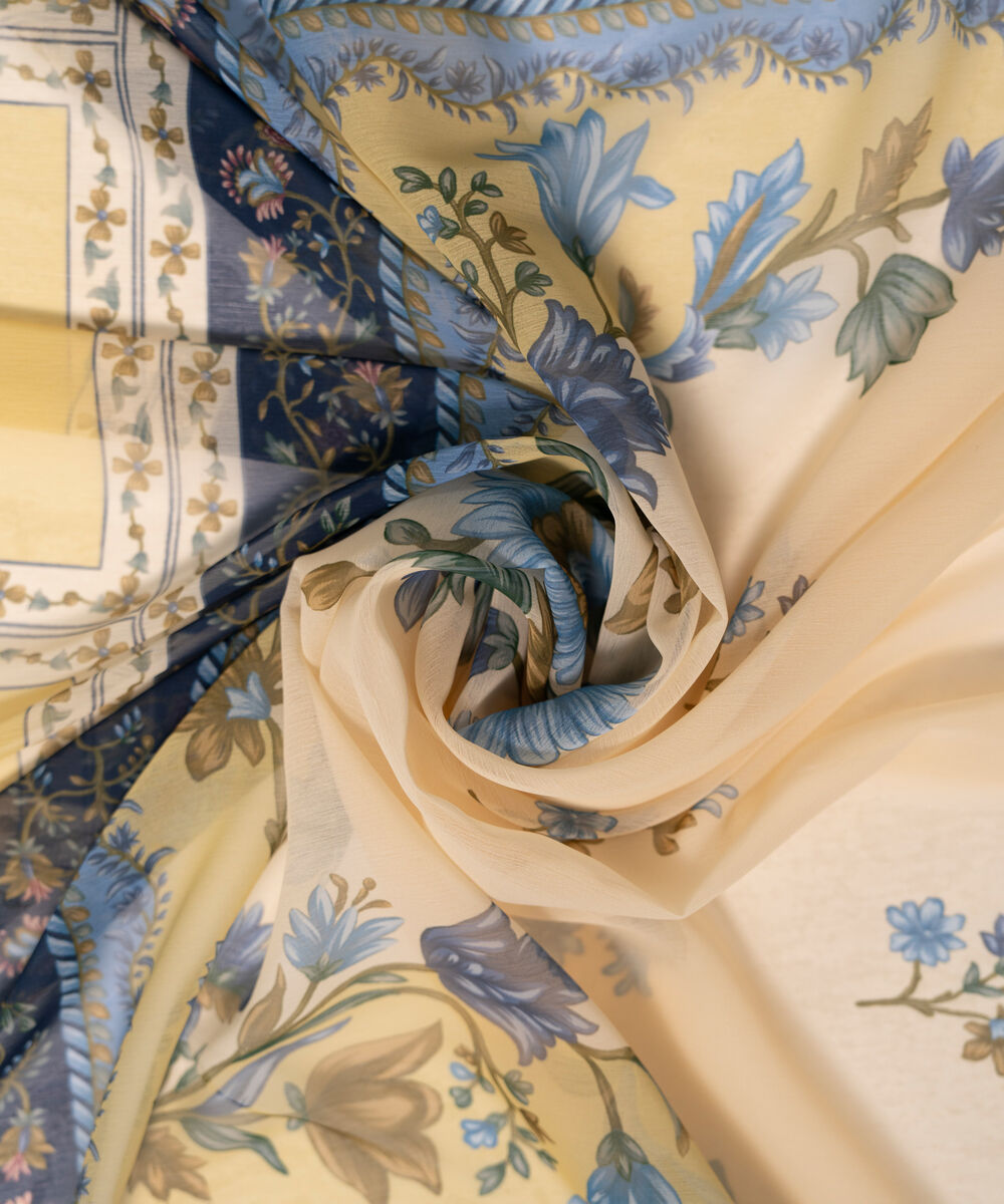 Blended Chiffon Printed Off White Dupatta