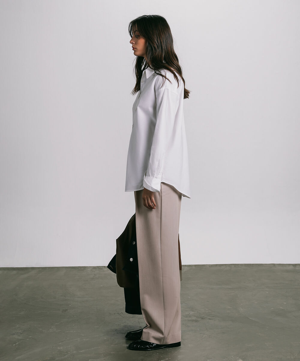 Women's Western Wear White Boxy Oxford Shirt