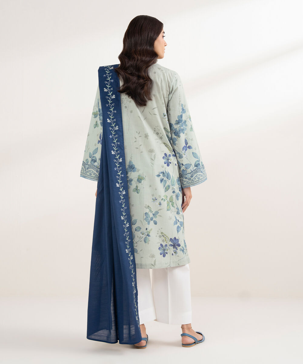 Women's RTW Cross Hatch Embroidered Blue 2 Piece Suit