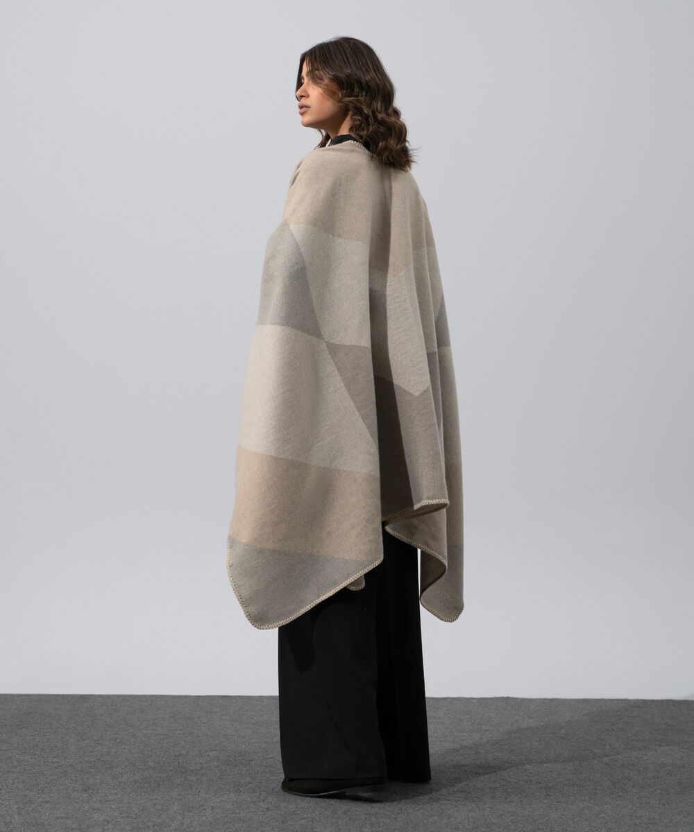 Women's Western Wear Grey Polyester Cape Shawl