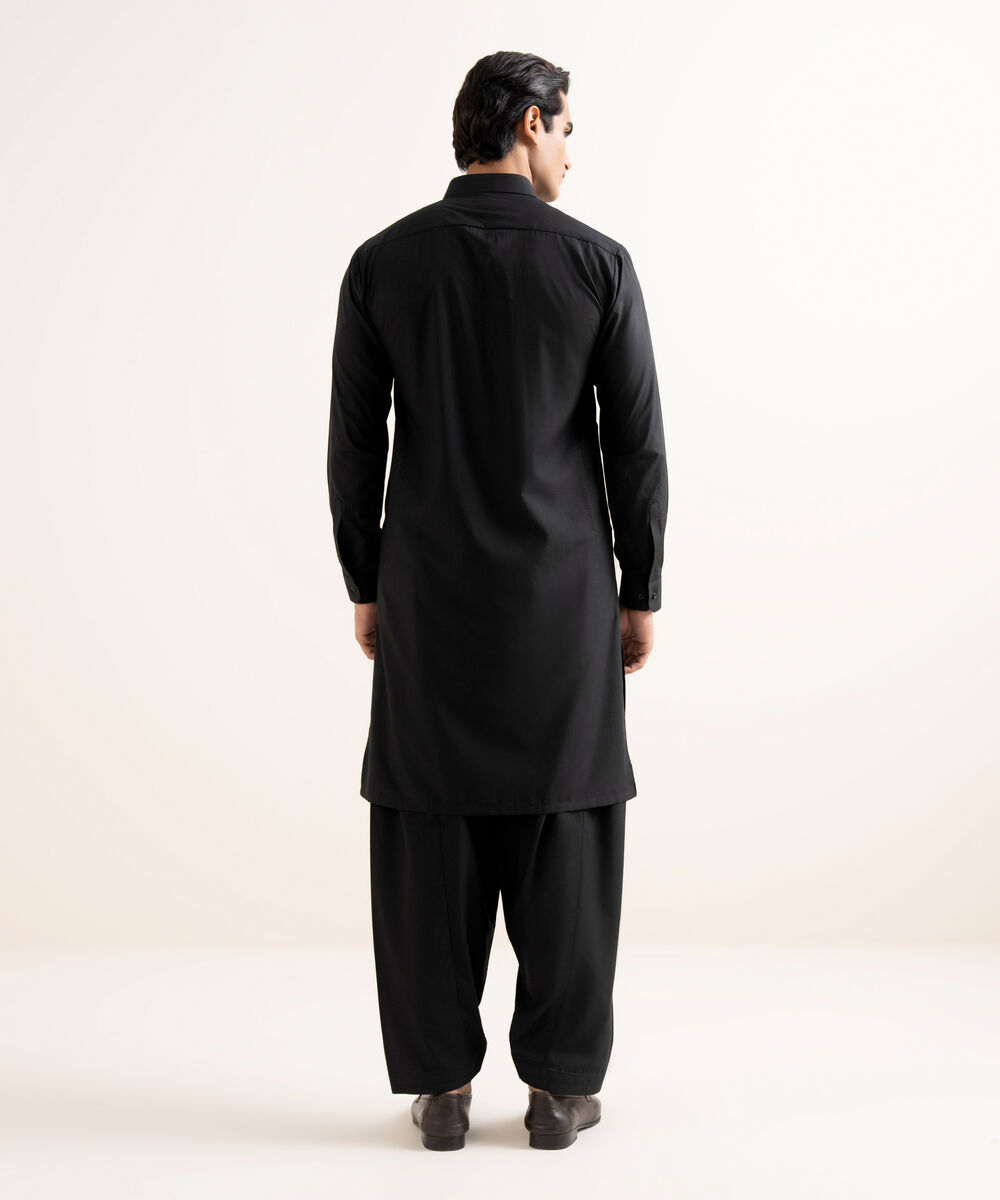 Men's Stitched Premium Wash & Wear Black Suit